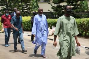 Suspects in a foiled 2025 coup plot arrive at the Federal High Court in the Nigerian capital.  By Light Oriye Tamunotonye (AFP)