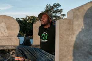 Tafadzwa Machokoto ditched a job at a bank to start the tombstone business with a partner.  By Jekesai NJIKIZANA (AFP)