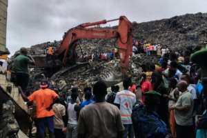 The area of Conakrys Dar es Salam neighbourhood hit by the collapse is now a scene of devastation.  By - (AFP)