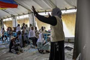 The camp has dozens of teachers.  By Khaled DESOUKI (AFP)