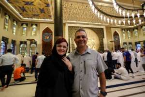 The couple were taking a first look at Islam.  By MAHMUD HAMS (AFP)