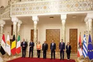 The EU chief and five European leaders visited cash-strapped Egypt on March 17 to announce a 7.4-billion-euro financial package.  By Stavros IOANNIDES (PIO/AFP/File)