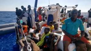 The Louise Michel said it was unable to travel safely because it had taken so many migrants on board.  By - (Twitter account MVLouiseMichel/AFP)