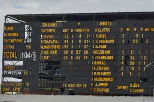 The manual scoreboard at Queens Sports Club in Bulawayo, Zimbabwe.  By Zinyange Auntony (AFP)