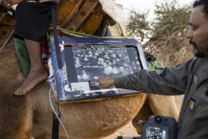 The meharists also use the latest technology such as drones and GPS.  By PATRICK MEINHARDT (AFP)