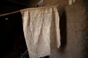 The official flag of local chieftain Kiari Abari Chegou, who oversees the salt trade in Bilma. The flag has been handed down from generation to generation for two centuries, he says.  By Souleymane Ag Anara (AFP)