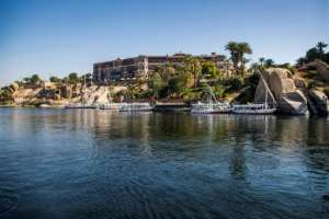 The Old Cataract Hotel overlooking the Nile in Egypts southern city of Aswan, where British crime fiction writer Dame Agatha Christie visited in the 1930s.  By Khaled DESOUKI (AFP)