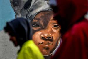 The painters are from Angola, Brazil, France, Israel, Liberia, Peru, Portugal, Russia, Salvador, Spain and Uruguay.  By PATRICIA DE MELO MOREIRA (AFP)