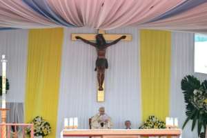 The pope urged Cameroonians to be protagonists of the future.  By Alberto PIZZOLI (AFP)