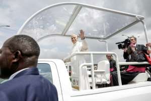 The pope will deliver mass at Doulas 50,000-seater Japoma Stadium.  By Patrick MEINHARDT (AFP)