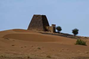 The pyramids of Meroe were once Sudans most visited heritage site, but have stood largely abandoned for three years of war.  By KHALED DESOUKI (AFP)