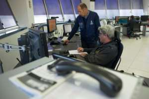 The Spanish maritime rescue services command centre in the southern town of Tarifa monitors the Strait of Gibraltar.  By JORGE GUERRERO (AFP)