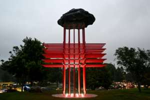 The Umbral monument in Bogota pays tribute to the medical personnel who died during the Covid-19 pandemic.  By Raul ARBOLEDA (AFP)