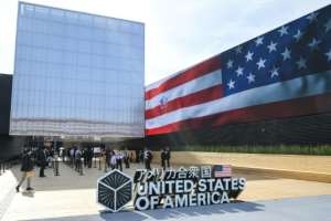 The USA pavilion is pictured during a media preview day for the 2025 World Expo.  By Richard A. Brooks (AFP)