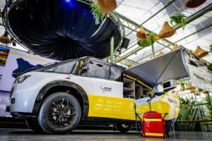 The vehicle contains a defibrillator, x-ray machine, and cooled storage for vaccines.  By Robin Utrecht (ANP/AFP)