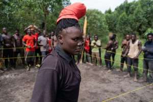 The wrestling academy has about 30 women trainees.  By Badru Katumba (AFP)
