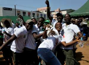 This group joined hundreds of marchers at the December 2018 Hands off our Girls demo in Freetown to protest sexual violence against women.  By Mihaela BILIOVISCHI (AFP/File)