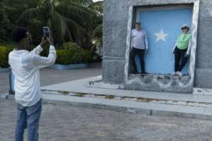 Tourists explored Somalias capital -- including the beach, Peace Gardens memorial park, and Tomb of the Unknown Soldier.  By Tony KARUMBA (AFP)