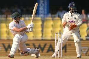 Tristan Stubbs fell just short of a hundred when he was bowled by Ravindra Jadeja.  By Biju BORO (AFP)