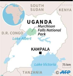 Map of Uganda locating Mpondwe.  By Aude GENET (AFP)