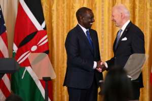 US President Joe Biden (R) and Kenyas President William Ruto held a joint press conference in the East Room of the White House.  By ROBERTO SCHMIDT (AFP)
