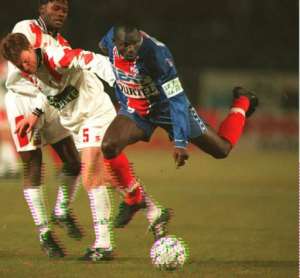 Weahs turn?: George Weah on the ball for Paris Saint-Germain back in 1995
