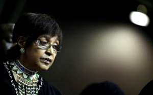 Winnie Mandela, pictured in 2010 at the funeral of anti-apartheid stalwart and womens rights activist Fatima Meer. Seventeen years after the end of apartheid, her career was in oblivion
