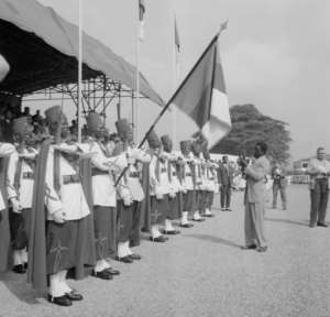 Yaounde, January 1 1960: A military salute as Cameroon gains independence from France.  By  (AFP/File)
