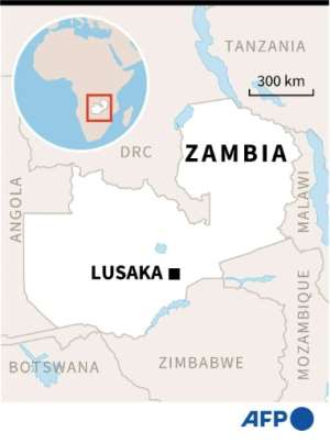 Map of Zambia locating the capital Lusaka..  By Jonathan WALTER (AFP)