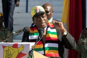 Zimbabwean President Emmerson Mnangagwa is the favourite to win elections on July 30..  By Wilfred Kajese (AFP)