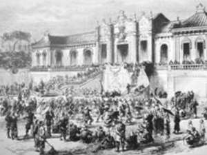Looting of the Old Summer Palace, Gardens of Perfect Brightness, Beijing, (Yuan Ming Yuan) by Anglo-French forces in 1860.