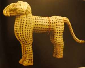 One of a pair of leopard figures, now in the Royal Collection Her Majesty Queen Elizabeth II, London, UK. The commanders of the British Punitive Expedition force sent a pair of leopards to the British Queen soon after the looting and burning of Benin City.