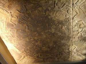 Dendera zodiac ceiling painting, Egypt ,now in Louvre Museum ,Paris, France.