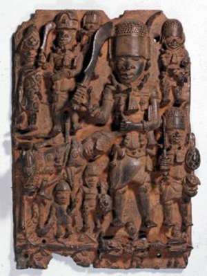 Relief panel with a battle scene, Benin, Nigeria, transferred recently to Museum at Rothenbaum from Museum fur Kunst und Gewerbe, Hamburg, after provenance research showed it was looted.