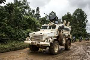 A UN truck patrolling the road linking Beni to Mangina. By John WESSELS AFPFile
