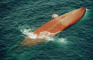 An aerial view of the doomed ferry. By HANDOUT Marine NationaleAFPFile