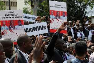 Anger: Hundreds of lawyers marched in Nairobi in July 2016 to protest at the killings. By TONY KARUMBA AFP
