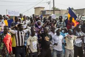 Anti-junta demonstrators last year. A coalition of opposition parties and members of civil society, Wakit Tamma, says it will not show up to the talks. By Djimet WICHE AFP