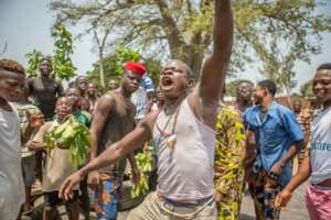 Anti-Talon protesters erected barricades in Toui, an opposition stronghold, four days before the election. By Yanick Folly AFP