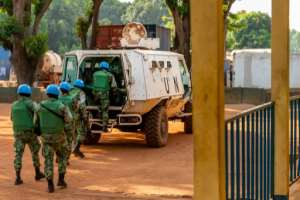 Cameroonian UN peacekeepers embark on a patrol of Paoua, in a region where three in five people are facing hunger as well as violence. By Barbara DEBOUT AFP