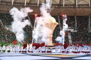 Dancers performers during the opening ceremony at the Olembe stadium in Yaounde, the venue for Sunday's opening game as well as the final on February 6. By KENZO TRIBOUILLARD AFP