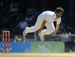Denmark's Amjad Khan seen here in action for England in his only Test appearance against the West Indies in 2009. By EMMANUEL DUNAND AFPFile