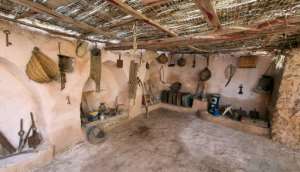 External yard of a 'damous' dwelling carved into Libya's arid Nafusa mountains. By Mahmud TURKIA AFP