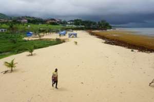 Freetown's Lumley Beach is normally packed with young people at the weekends, but nowadays it is desolate. By Saidu BAH AFP