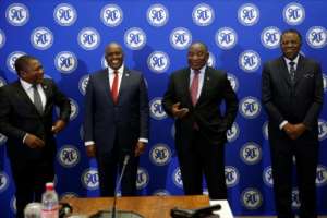 From left: Mozambican President Filipe Nyusi, Botswana's Mokgweetsi Masisi, South Africa's Cyril Ramaphosa and Namibia's Hage Geingob. By Phill Magakoe AFP