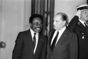 Gabon's late president Omar Bongo, here seen in 1983 with his then French counterpart Francois Mitterrand, was a close ally of France. By Dominique FAGET AFP
