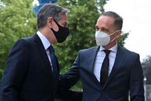 German Foreign Minister Heiko Maas R welcomed US Secretary of State Antony Blinken ahead of the talks. By John MACDOUGALL POOLAFP