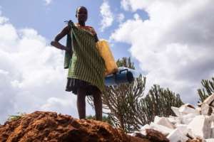 Harder and harder to survive: A woman working in a marble quarry in Karamoja. By Badru KATUMBA AFP