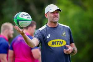 Jacques Nienaber succeeded Rassie Erasmus as head coach after South Africa won the 2019 Rugby World Cup.. By Patrick HAMILTON AFP