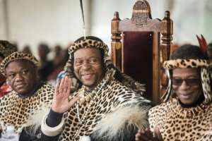 King Goodwill Zwelithini, centre, was one of the world's longest-reigning monarchs -- he died last year after half a century on the throne. By RAJESH JANTILAL AFP
